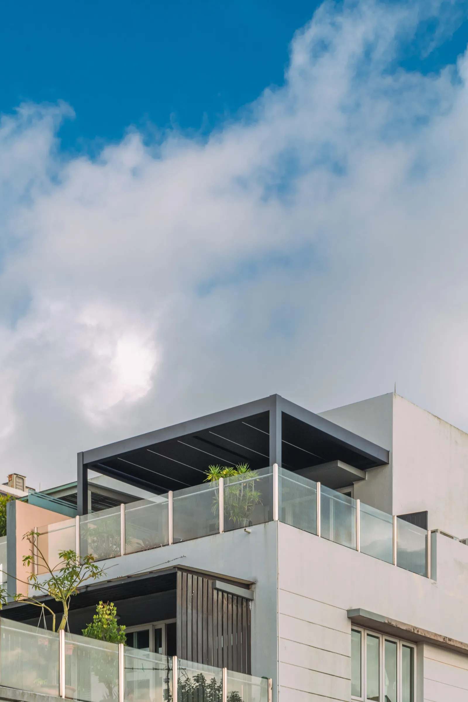 Rooftop pergola on a modern house