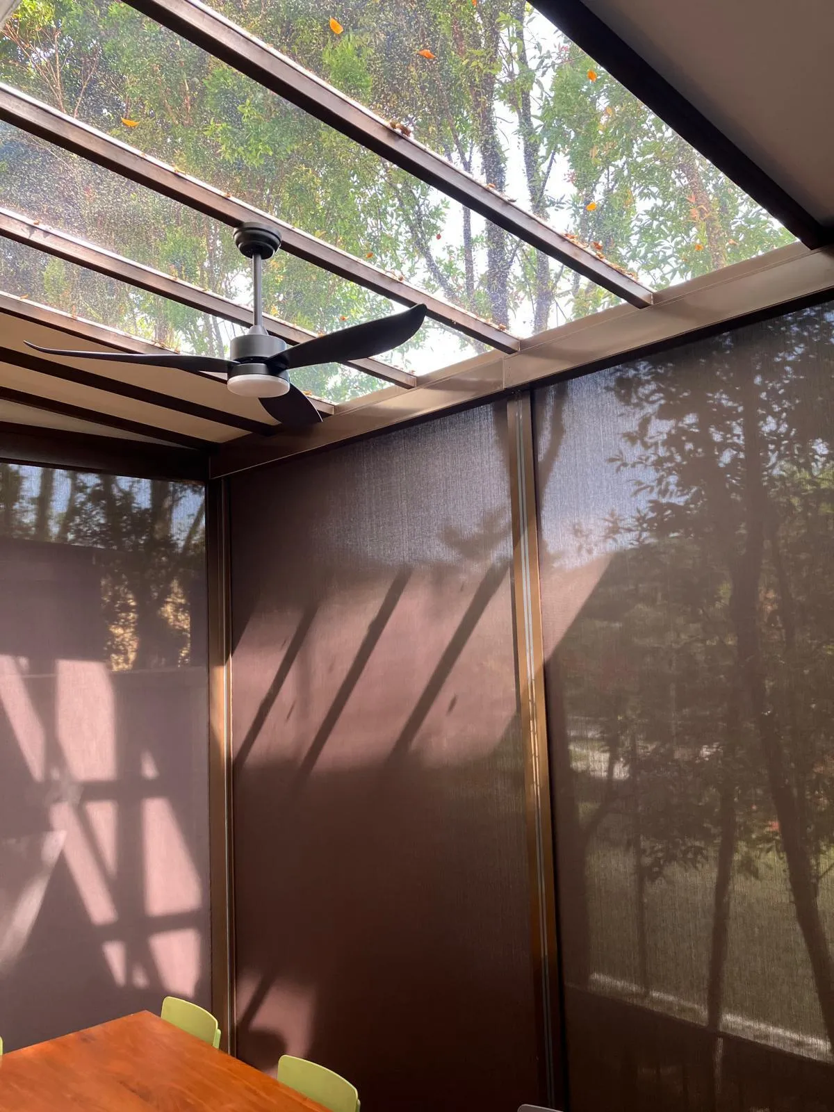 Glass roof over a landed home walkway