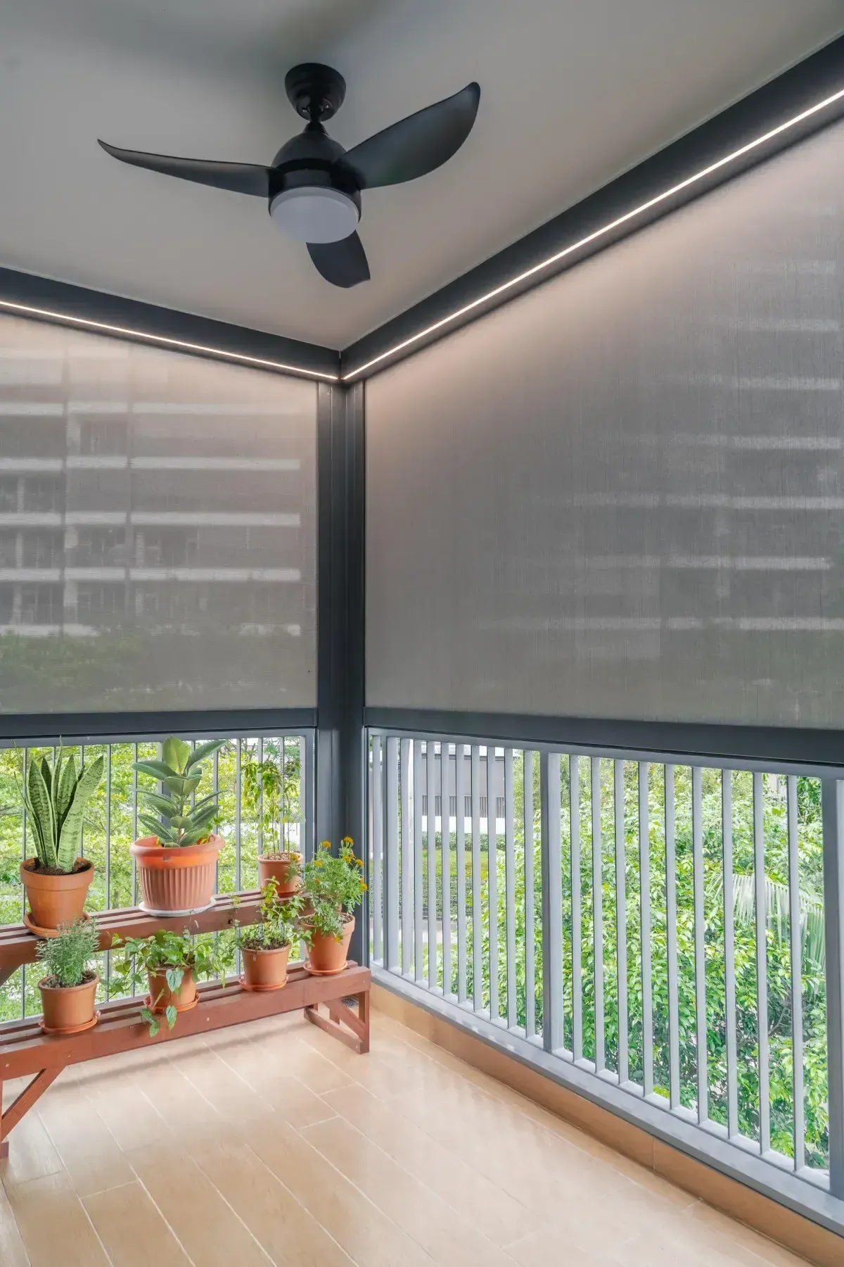 ZipBlind on a planted balcony