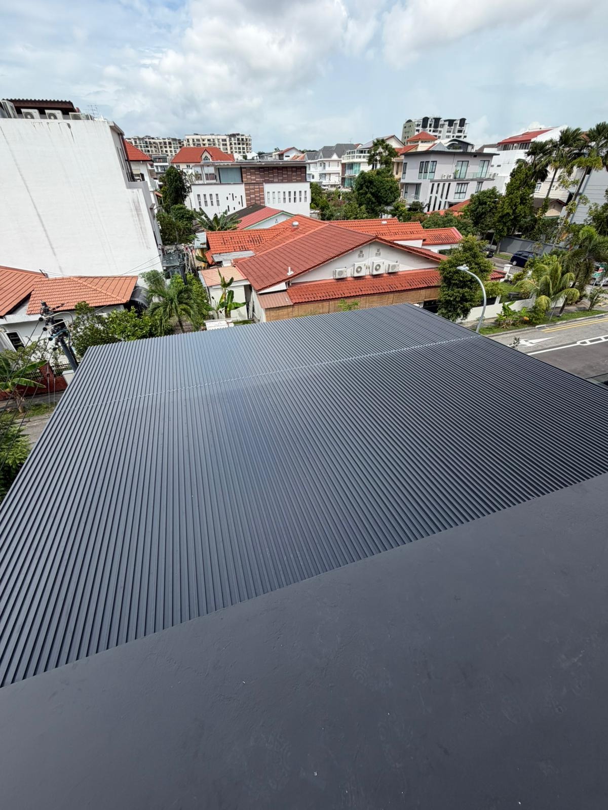 FluteShield fluted roof over a landed home, seen from above