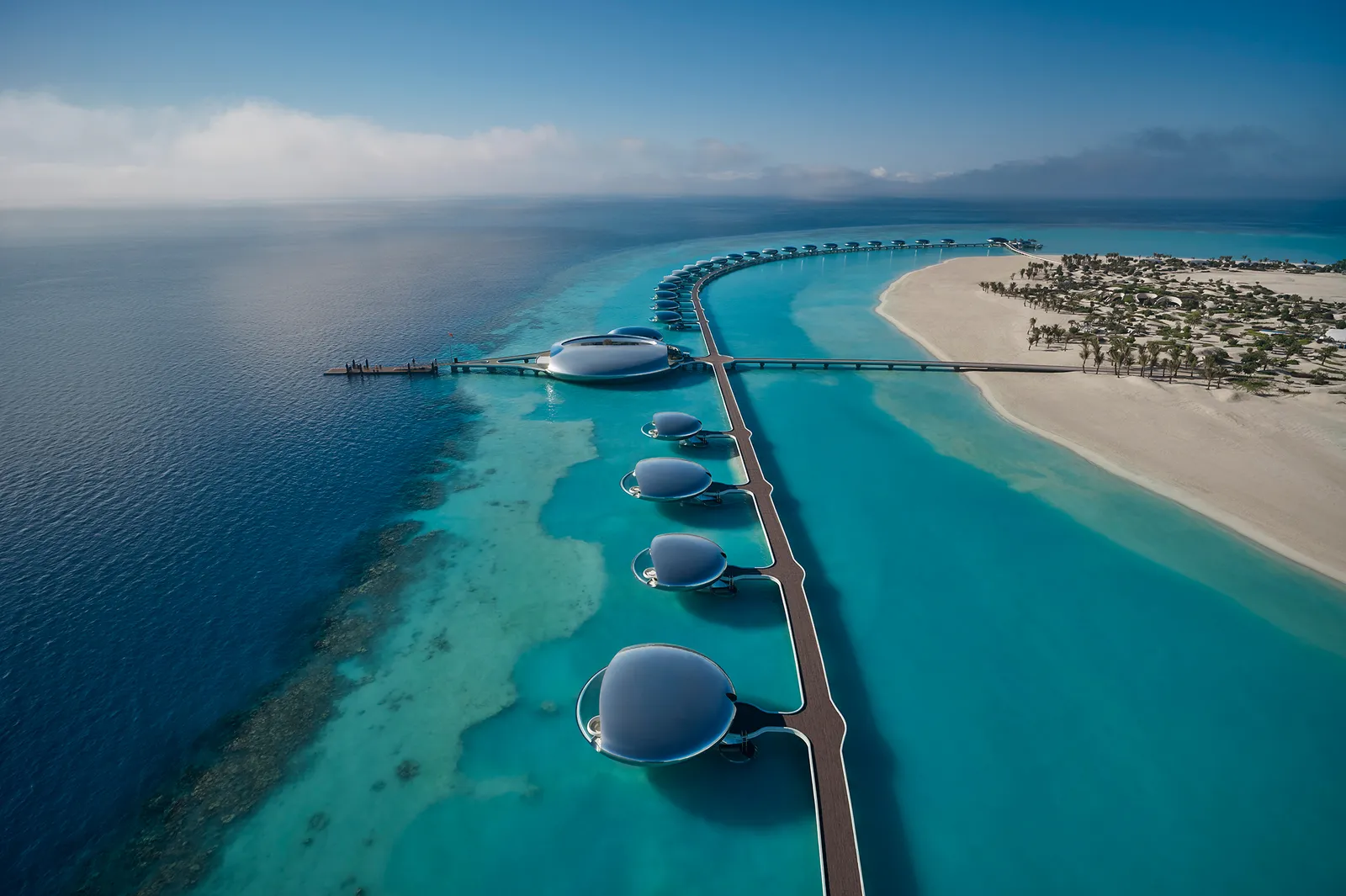 Overwater villas on the Red Sea