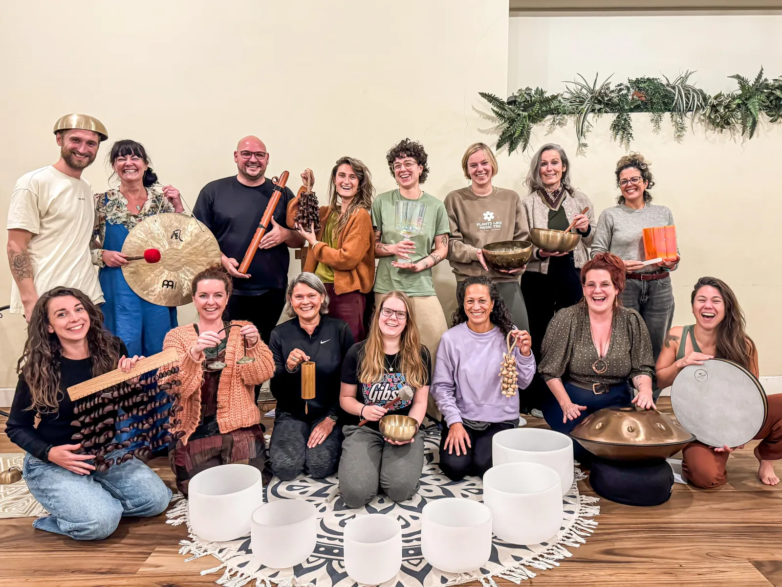 The group after a live sound healing training