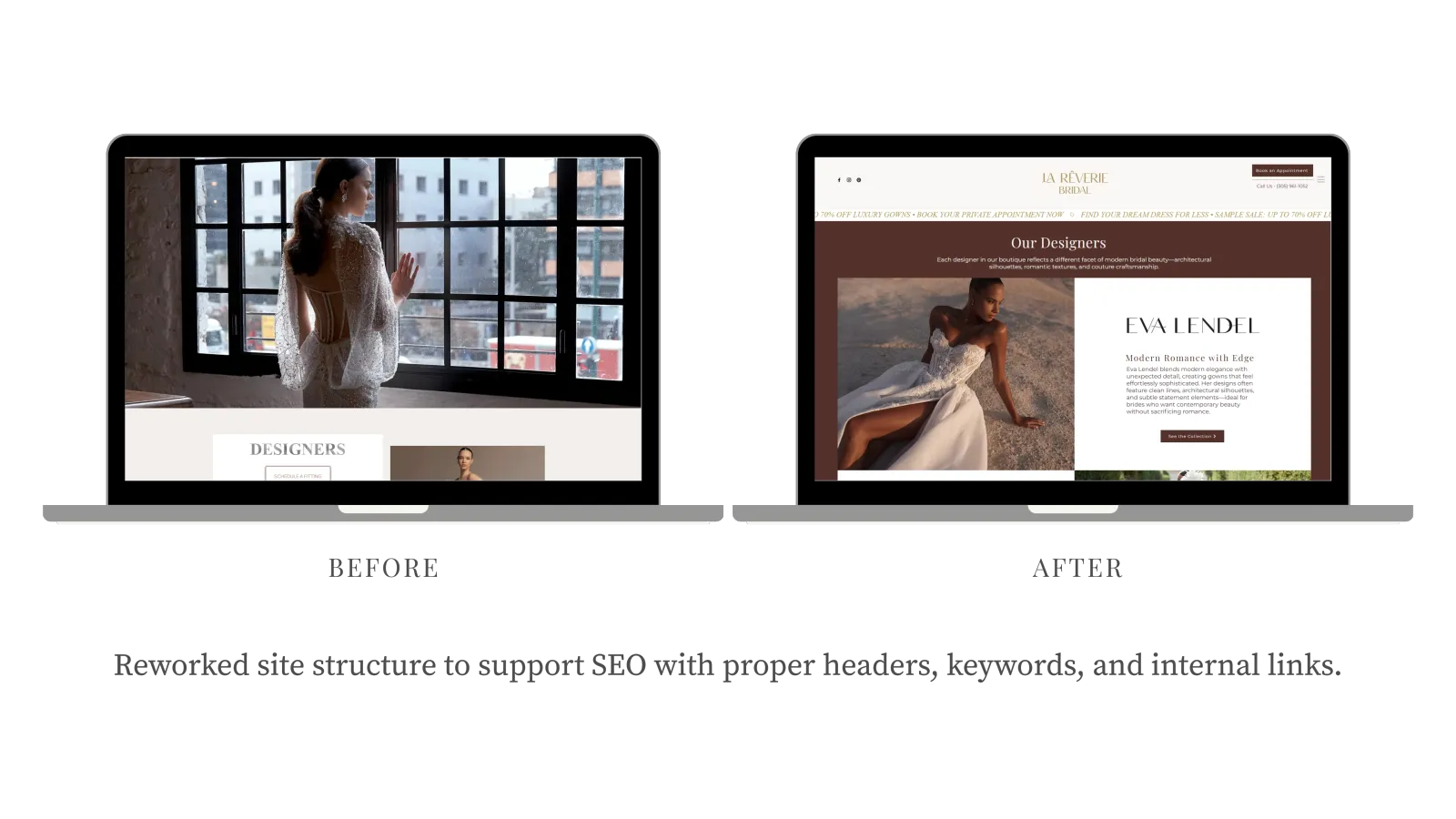 Bridal website before/after sample 1