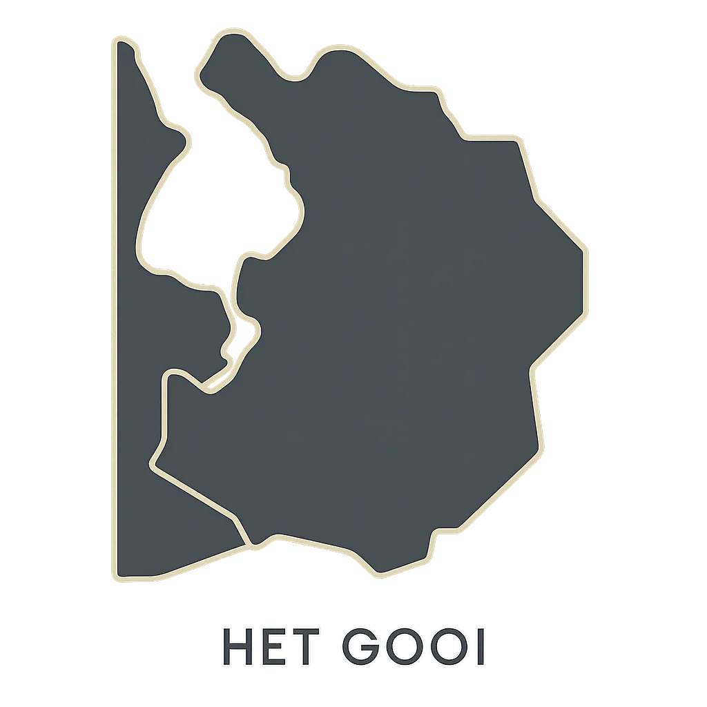 Overzichtskaart van het werkgebied rond Huizen en Het Gooi