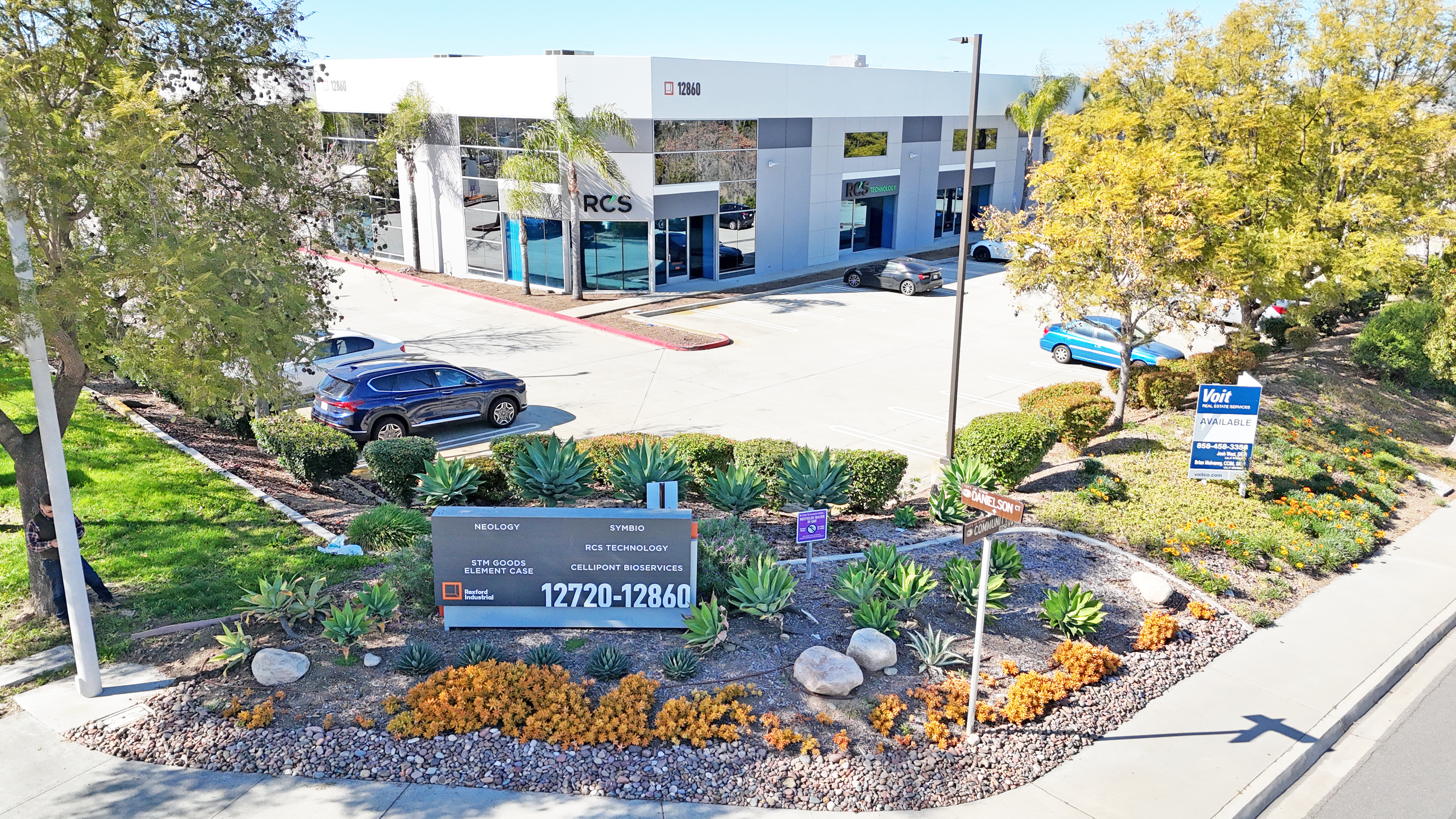 Community Business Park building elevation and parking