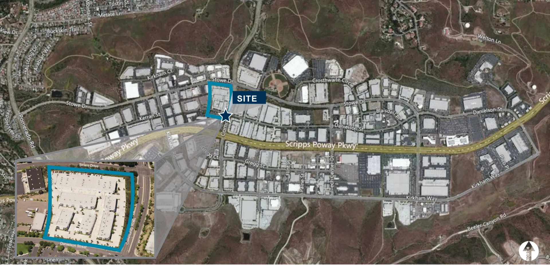 Aerial map of Community Business Park, 12720–12860 Danielson Court, Poway CA