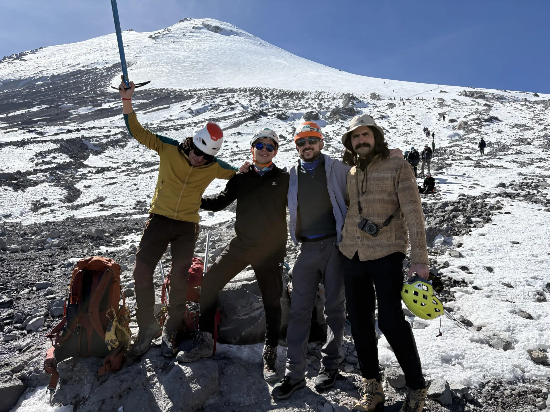 Yacana summit team on the upper slopes of Pico de Orizaba