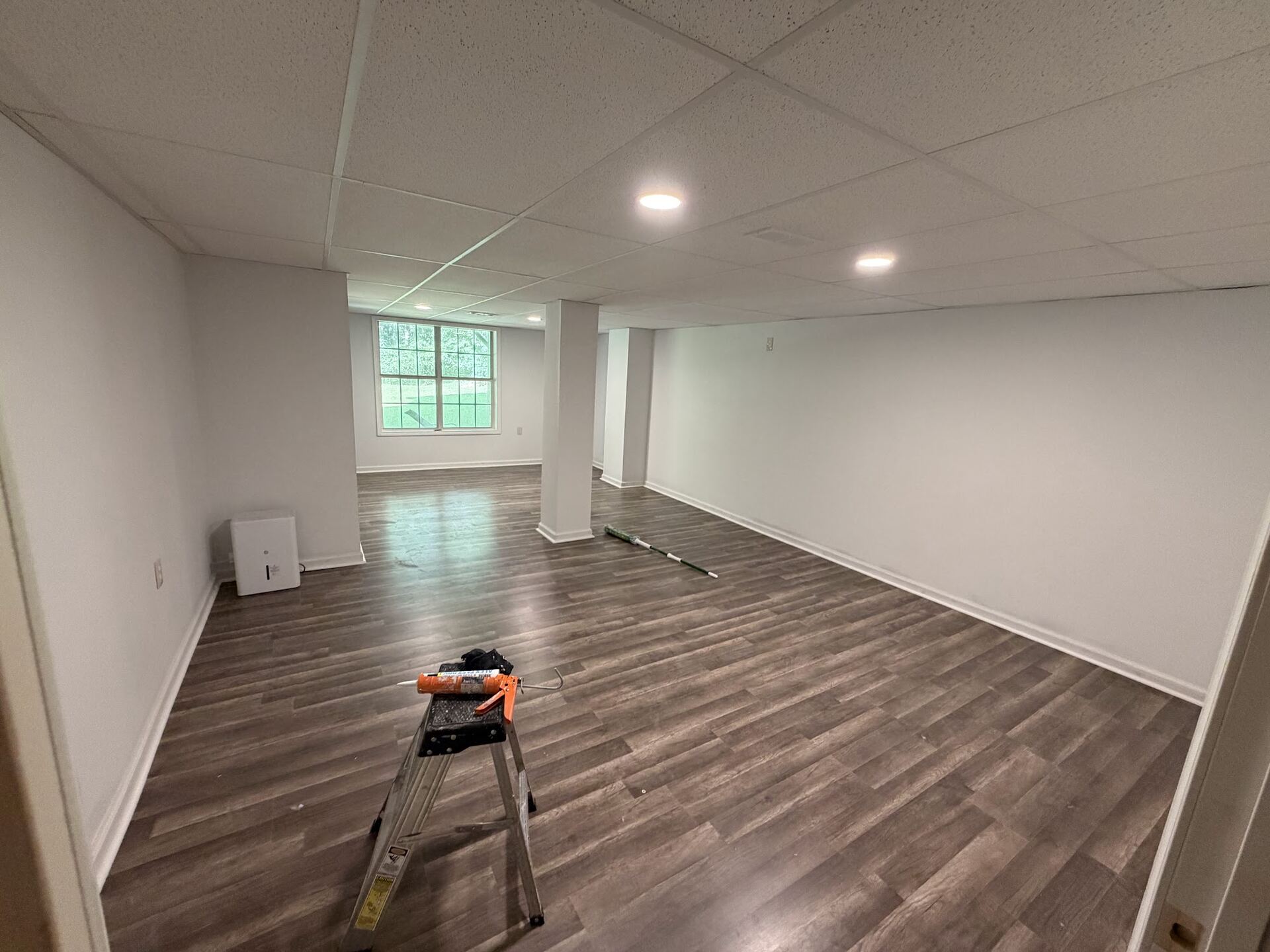 Finished basement with new floors