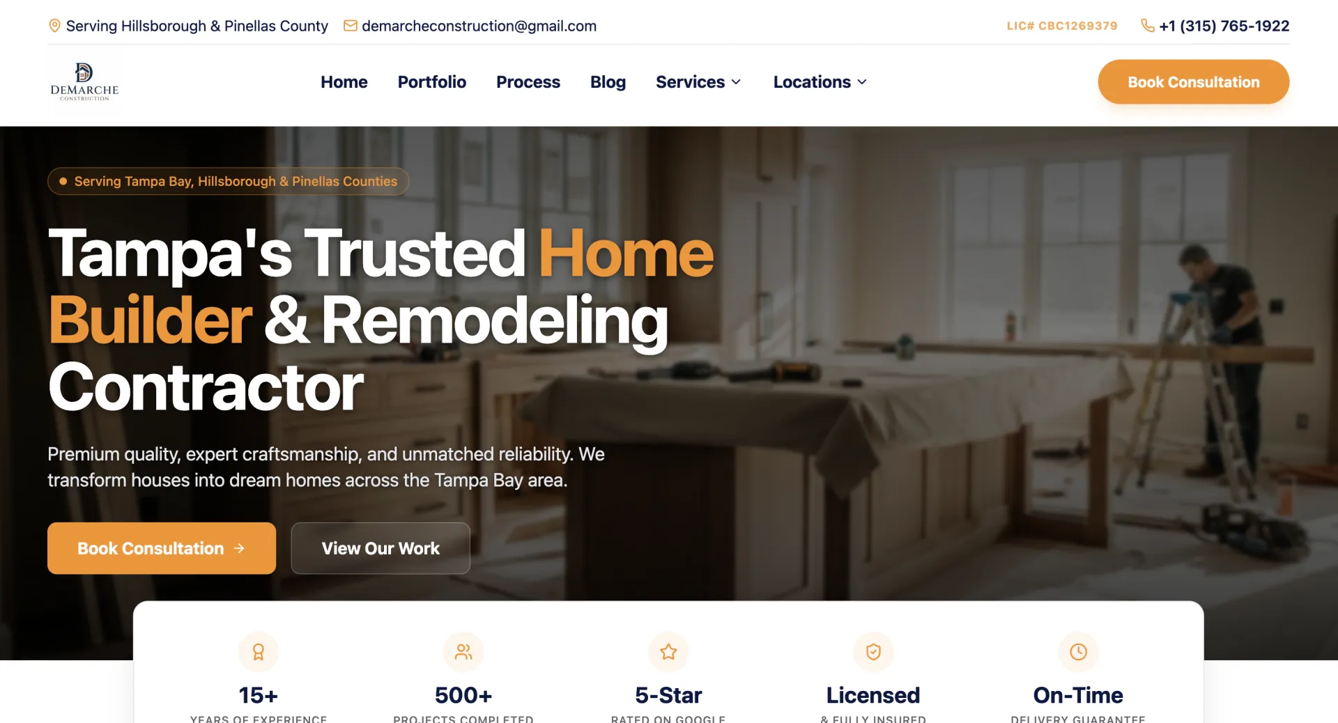 Demarche Construction — Construction website built by WebWorkBay