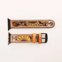 WESTERN CARVED GENUINE COWHIDE LEATHER STRAP – Image 1