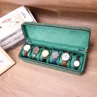 CAPRA GREEN LEATHER WATCH BOX - RETRO OLD MONEY ROLL – Image 3