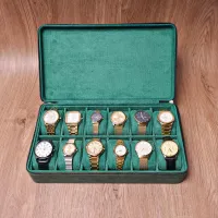 CAPRA GREEN LEATHER WATCH BOX - RETRO OLD MONEY ROLL – Image 1