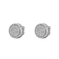 EOO6 ROUND HIPP HOP BLING BRASS EARRING - FASHION STUD EARRING – Image 1