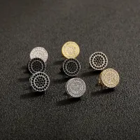 EOO6 ROUND HIPP HOP BLING BRASS EARRING - FASHION STUD EARRING – Image 7