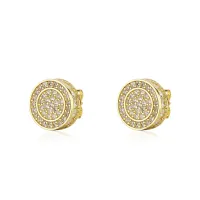 EOO6 ROUND HIPP HOP BLING BRASS EARRING - FASHION STUD EARRING – Image 2