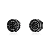 EOO6 ROUND HIPP HOP BLING BRASS EARRING - FASHION STUD EARRING – Image 4