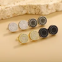 EOO6 ROUND HIPP HOP BLING BRASS EARRING - FASHION STUD EARRING – Image 6