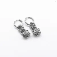 ZS 1 PAIR  OF PUNK SNAKE SHAPE STAINLESS STEEL HOOP- EARRING SWORD KEY EAR CUFF – Image 2