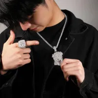 FIGURE SHAPED BLING BING ICED OUT PENDANT - RAPPER FASHION HIP HOP JEWELRY – Image 6