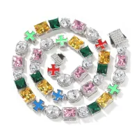 COLORFUL HIP HOP. NECKLACE SET -  ICYCUBE ZIRCONIA STONES DOPAAMIIINE CLAVICLE – Image 1