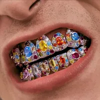 VINTAGE FULL CZ STONE TEETH CAPS - HIP HOP STYLE ELEGANT ICED OUT COLORS ZIRCON TEETH – Image 8