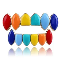 HALLOWEEN HOT PERSONALITY TRENDY GOLD PLATED - COLOURFUL GLOSSY SHARP TEETH GRILLS – Image 2