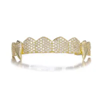 VAMPIRE BLING FULL MICRO PAVE CUBIC ZIRCON TEETHGRILLS- HALLOWEEN GRILLS – Image 1