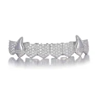 VAMPIRE BLING FULL MICRO PAVE CUBIC ZIRCON TEETHGRILLS- HALLOWEEN GRILLS – Image 2