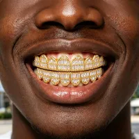 T-SQUARE 8 TEETH COPPPER TEETH - HIP HOP 5A+CZ STONE TEETH  GRILLZ – Image 7
