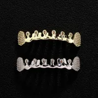 HIP HOP 5A+CZ STONE PAVE BLING ICED OUT WATER DROP -ZIRCON VAMPIRE FANG DENTAL GRILLZ – Image 5