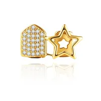 HALLOW STAR TEETH GRILLZ- GOLD SILVER PENTAGRAMS TOOTH CAPS – Image 5