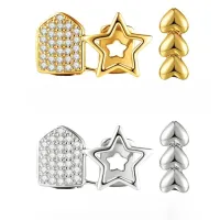 HALLOW STAR TEETH GRILLZ- GOLD SILVER PENTAGRAMS TOOTH CAPS – Image 3