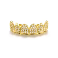 SIFISRRI CZ STONES TEETH GRILLZCAPS - CUBIC ZIRCONIA ICED OUT  MICRO PAVE MOUTH TOOTH  – Image 1