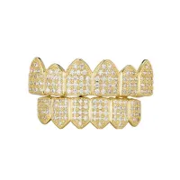 SIFISRRI CZ STONES TEETH GRILLZCAPS - CUBIC ZIRCONIA ICED OUT  MICRO PAVE MOUTH TOOTH  – Image 4
