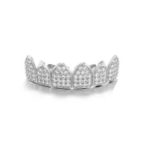 SIFISRRI CZ STONES TEETH GRILLZCAPS - CUBIC ZIRCONIA ICED OUT  MICRO PAVE MOUTH TOOTH  – Image 2
