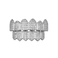 SIFISRRI CZ STONES TEETH GRILLZCAPS - CUBIC ZIRCONIA ICED OUT  MICRO PAVE MOUTH TOOTH  – Image 6