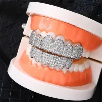SIFISRRI CZ STONES TEETH GRILLZCAPS - CUBIC ZIRCONIA ICED OUT  MICRO PAVE MOUTH TOOTH  – Image 9
