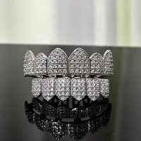 SIFISRRI CZ STONES TEETH GRILLZCAPS - CUBIC ZIRCONIA ICED OUT  MICRO PAVE MOUTH TOOTH  – Image 8