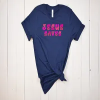 Jesus Saves T-Shirt – L, Navy Blue