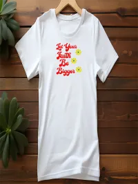 Let Your Faith Be Bigger Embroidered T-Shirt – Small, White