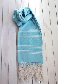 Aquamarine Mexican Artisan Rebozo  – Image 1