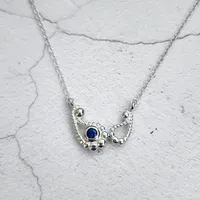 Double Silver Paisley Pendant with Blue Topaz – Image 1