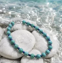 Lagoon Turquoise and Lapis, Sterling Silver Clasp Necklace – Image 1