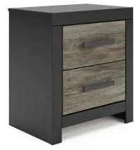 Broachmyn Two Drawer Night Stand – Black/Gray - PCB1118-92