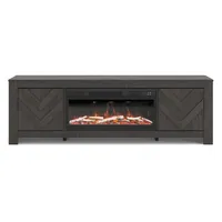 Cayboni 71" TV Stand with Electric Fireplace – Black
