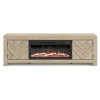 Cayboni 71" TV Stand with Electric Fireplace – Tan