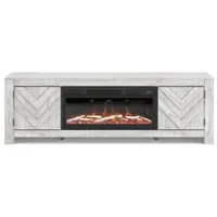 Cayboni 71" TV Stand with Electric Fireplace – Whitewash