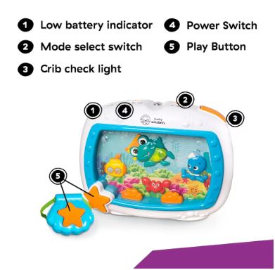 Baby Aquarium SootBaby Aquarium Soother Crher Crib Toy with Remote Control Music Lights & Melodies Sleep Aid  Short Description – Image 3