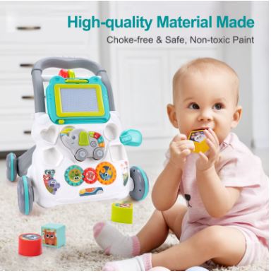 Baby Push Walker Toy with Music & Drawing Board Multifunction Learning Activity Walker for Toddlers – Image 2