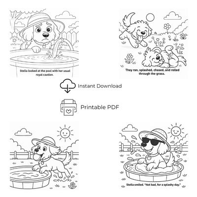 Stella + Gracie Splashing Fun at the Big Red House - printable colouring book – Image 3